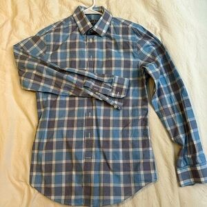 Express Men’s Blue/Grey Plaid Button Down
